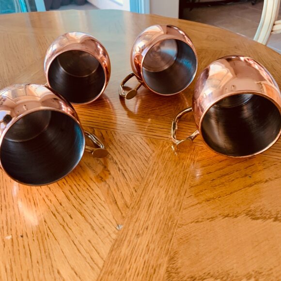 OGGI 4 Copper Mugs with EZ-Grip Brass Handle Moscow Mule Liquid Drinks - Picture 7 of 11